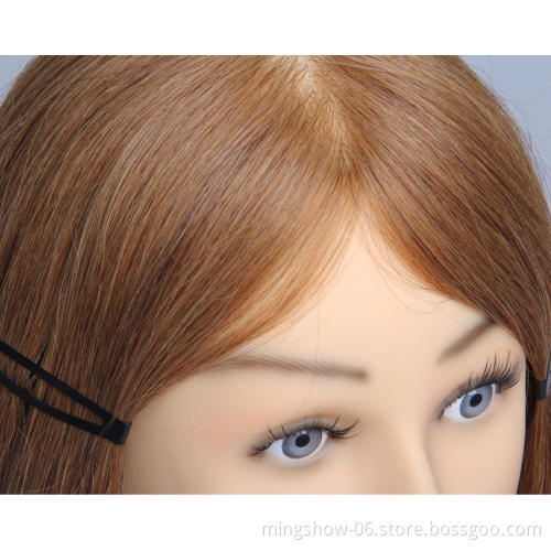 100% human hair realistic female gold maniquines mannequin head with shoulder